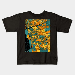 Chula Vista Map Pattern in Orange & Teal Kids T-Shirt